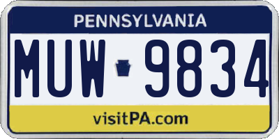 PA license plate MUW9834