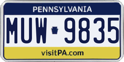 PA license plate MUW9835