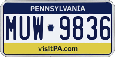 PA license plate MUW9836