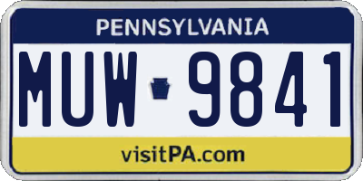 PA license plate MUW9841