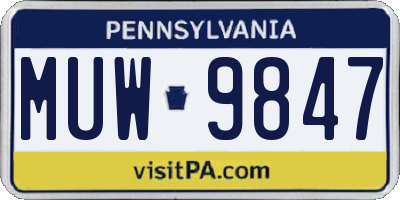 PA license plate MUW9847