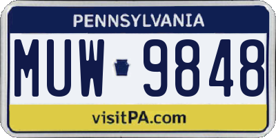 PA license plate MUW9848