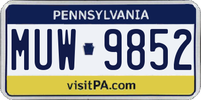 PA license plate MUW9852