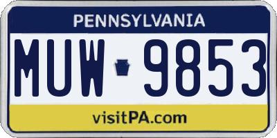 PA license plate MUW9853
