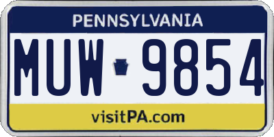 PA license plate MUW9854