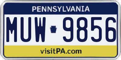 PA license plate MUW9856