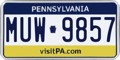 PA license plate MUW9857