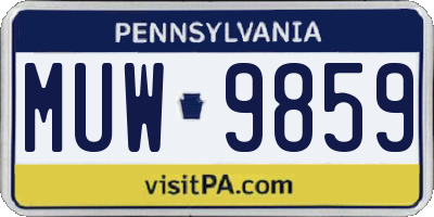 PA license plate MUW9859
