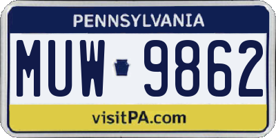 PA license plate MUW9862