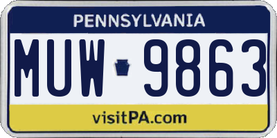 PA license plate MUW9863