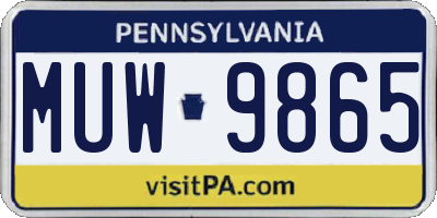 PA license plate MUW9865
