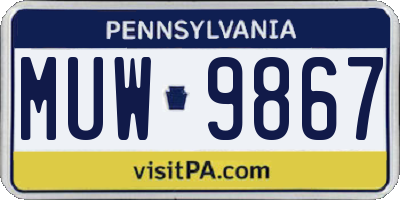 PA license plate MUW9867