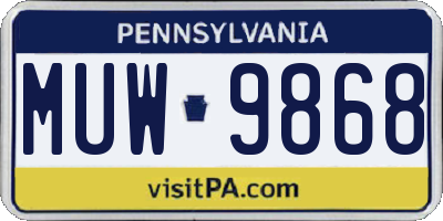 PA license plate MUW9868