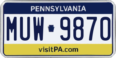PA license plate MUW9870