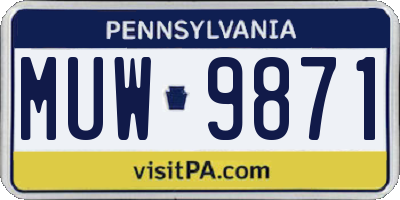 PA license plate MUW9871