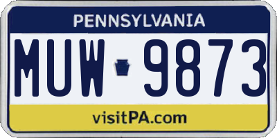 PA license plate MUW9873