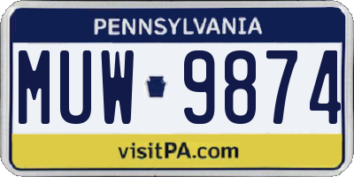 PA license plate MUW9874