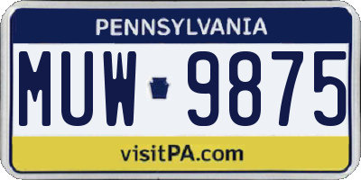 PA license plate MUW9875