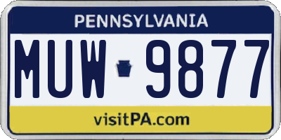 PA license plate MUW9877