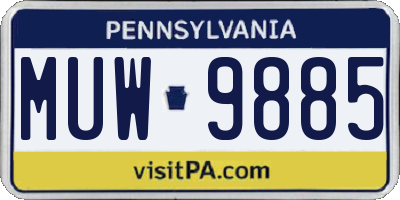 PA license plate MUW9885