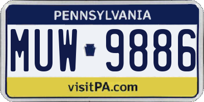 PA license plate MUW9886