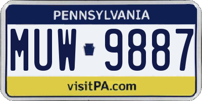 PA license plate MUW9887