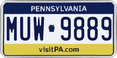 PA license plate MUW9889
