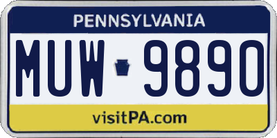 PA license plate MUW9890