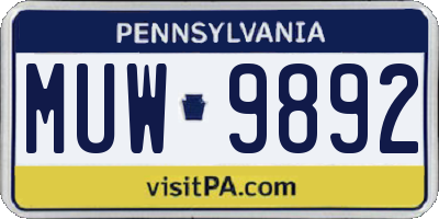 PA license plate MUW9892
