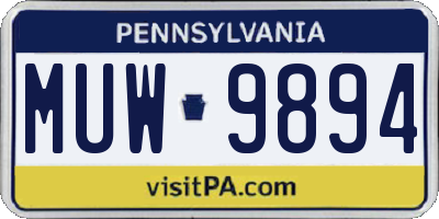 PA license plate MUW9894