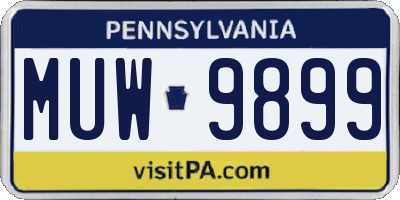 PA license plate MUW9899