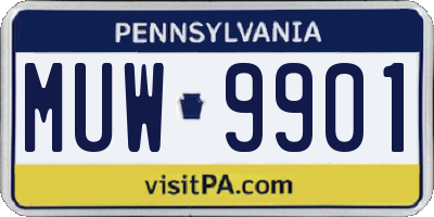 PA license plate MUW9901