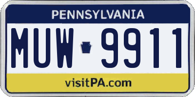 PA license plate MUW9911