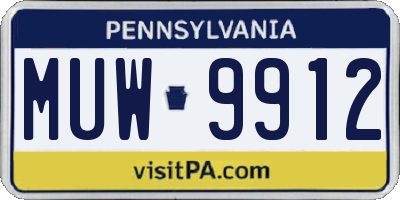 PA license plate MUW9912