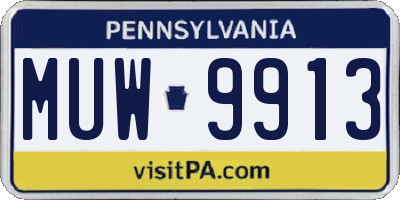 PA license plate MUW9913