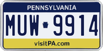 PA license plate MUW9914