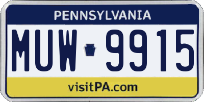 PA license plate MUW9915