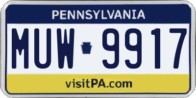 PA license plate MUW9917