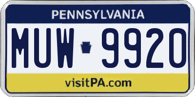 PA license plate MUW9920
