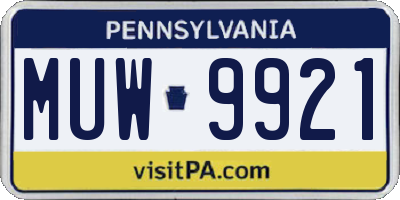 PA license plate MUW9921