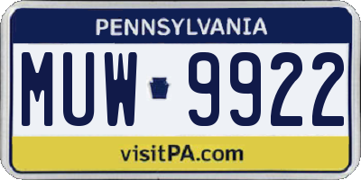 PA license plate MUW9922