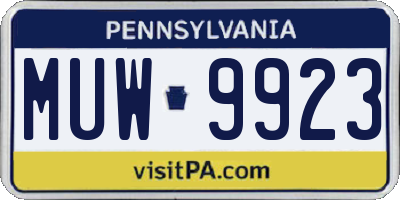 PA license plate MUW9923