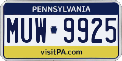 PA license plate MUW9925