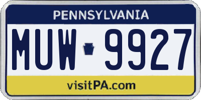 PA license plate MUW9927