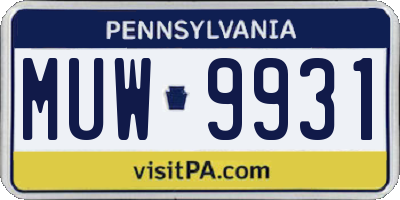 PA license plate MUW9931