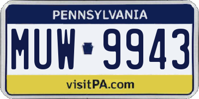 PA license plate MUW9943