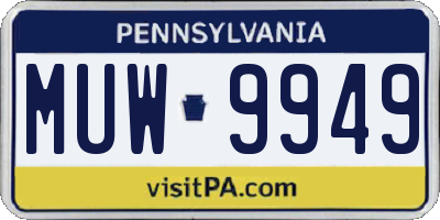 PA license plate MUW9949