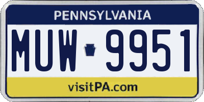 PA license plate MUW9951