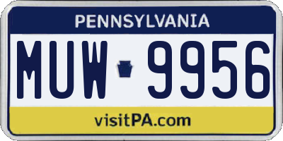 PA license plate MUW9956