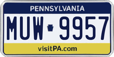 PA license plate MUW9957